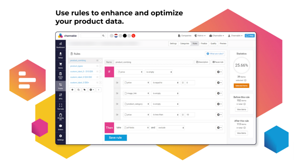 productfeeds beheren en optimaliseren met regels via Channable